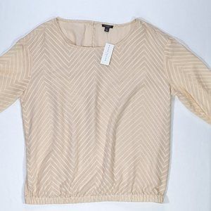 Ann Taylor Chevon Patterned Beige Blouse